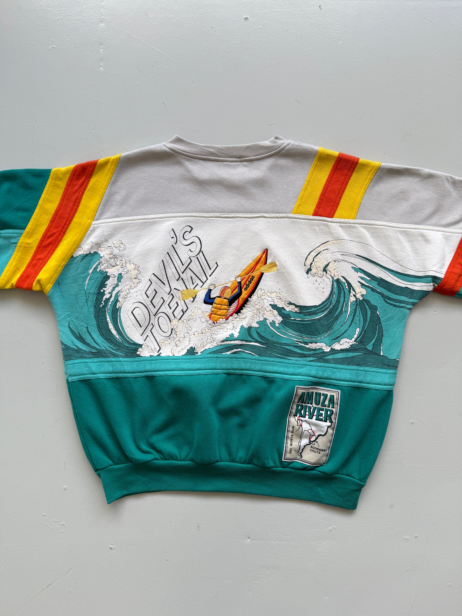 Rare Adidas 90's Vintage Graphic Devil's Toenail Kayaking Sweatshirt Jumper - XL