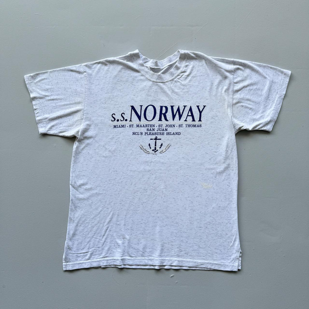 Grey Striped S.S Norway Nautical Vintage 90s T-shirt - XL