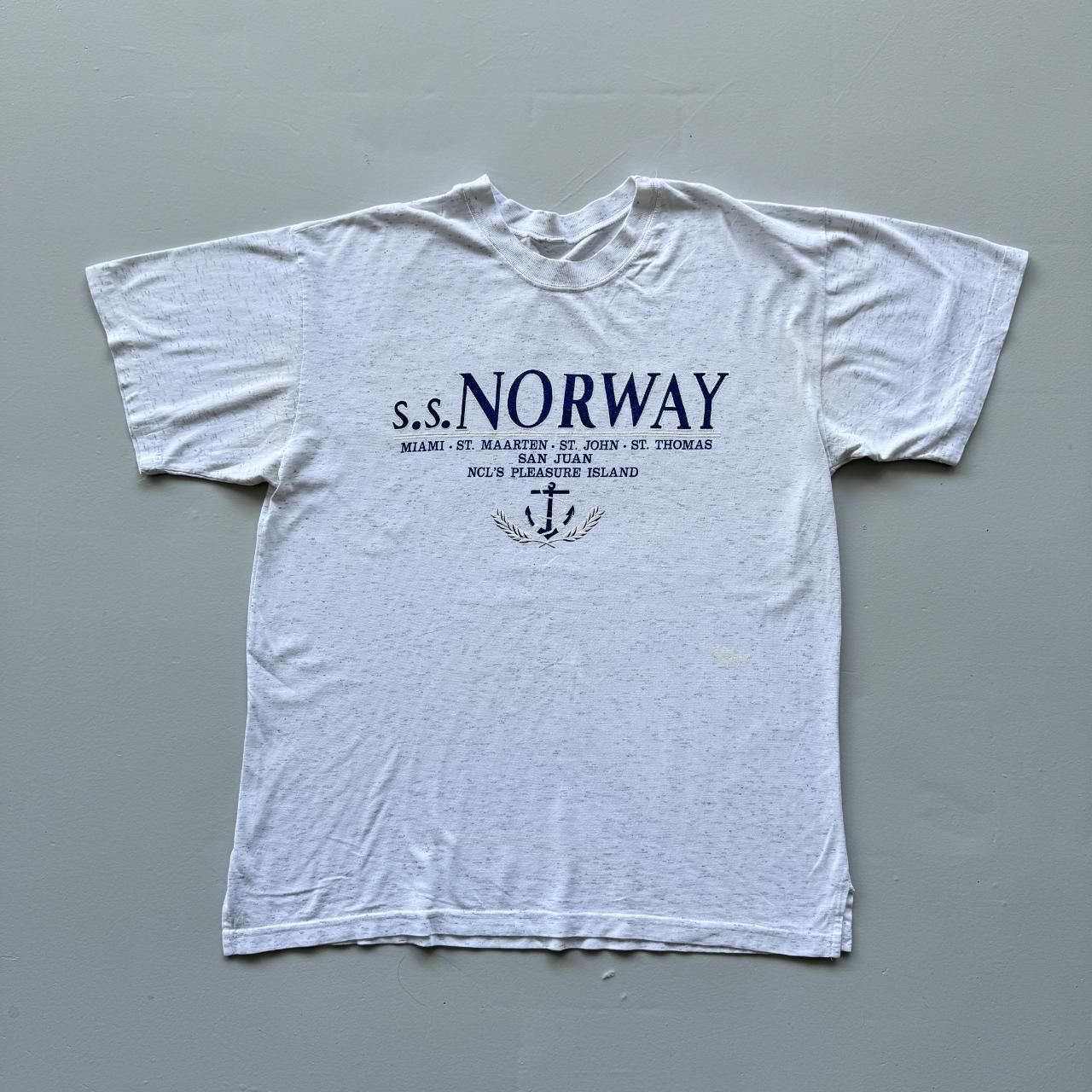 Grey Striped S.S Norway Nautical Vintage 90s T-shirt - XL