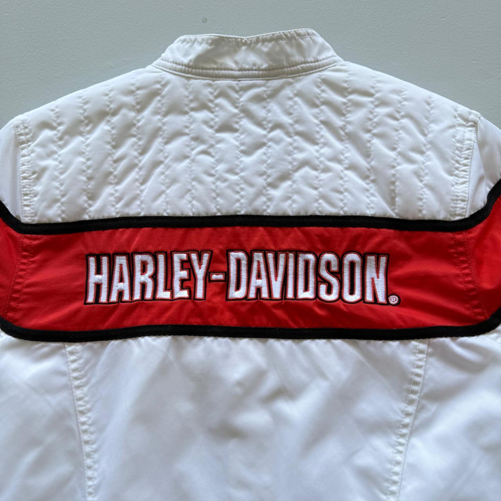 White and Red Harley Davidson 00's Y2K Track Jacket - Womens Medium