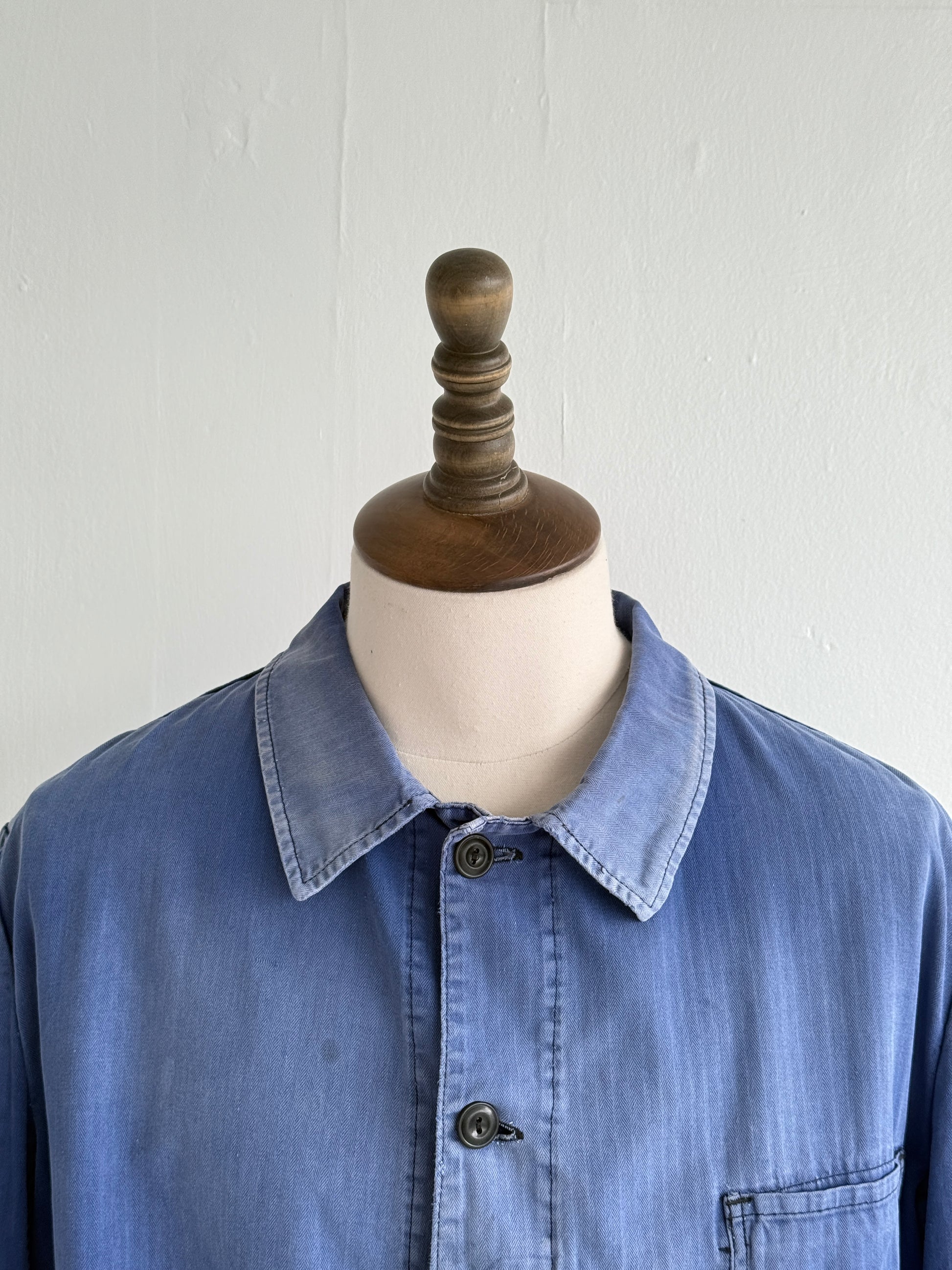 Faded Blue Pionier 70's Herringbone Cotton Vintage Workwear Chore Jacket CH380 -