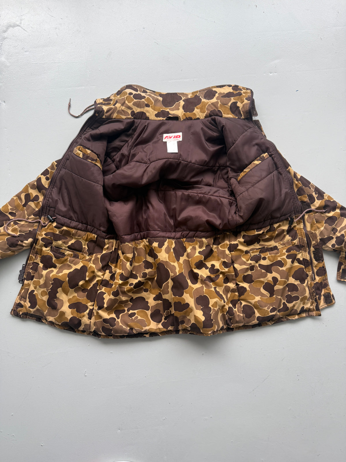 Avid Camo Duck Hunter 80's Vintage Hooded Hunting Jacket - Medium