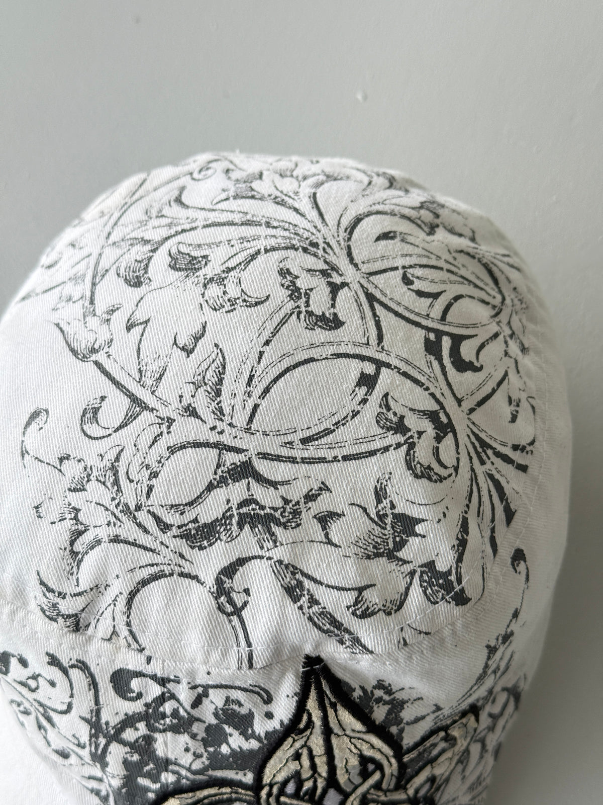 White Fleur-De-Lis Y2K Cadet Cap Military Style 00's Grunge Aesthetic