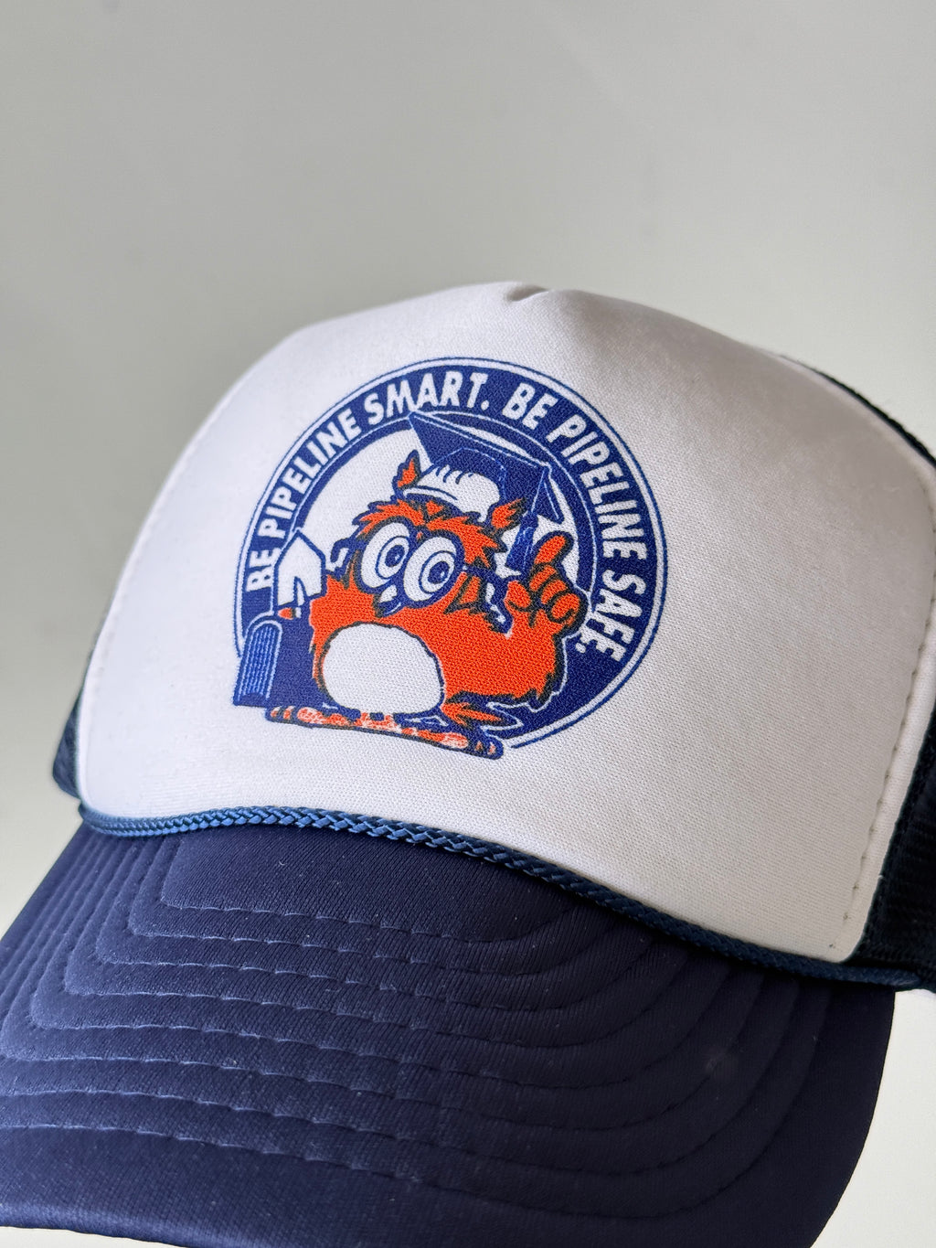 White Pipeline Safe Vintage Foam and Mesh SnapBack Trucker Cap