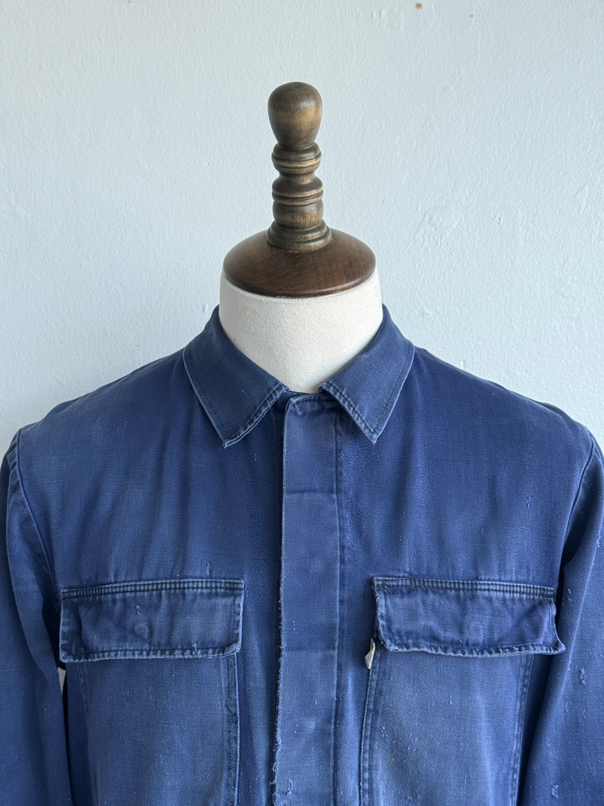 Thrashed Blue French 1970s Vintage Workwear Chore Jacket CH456 - Small