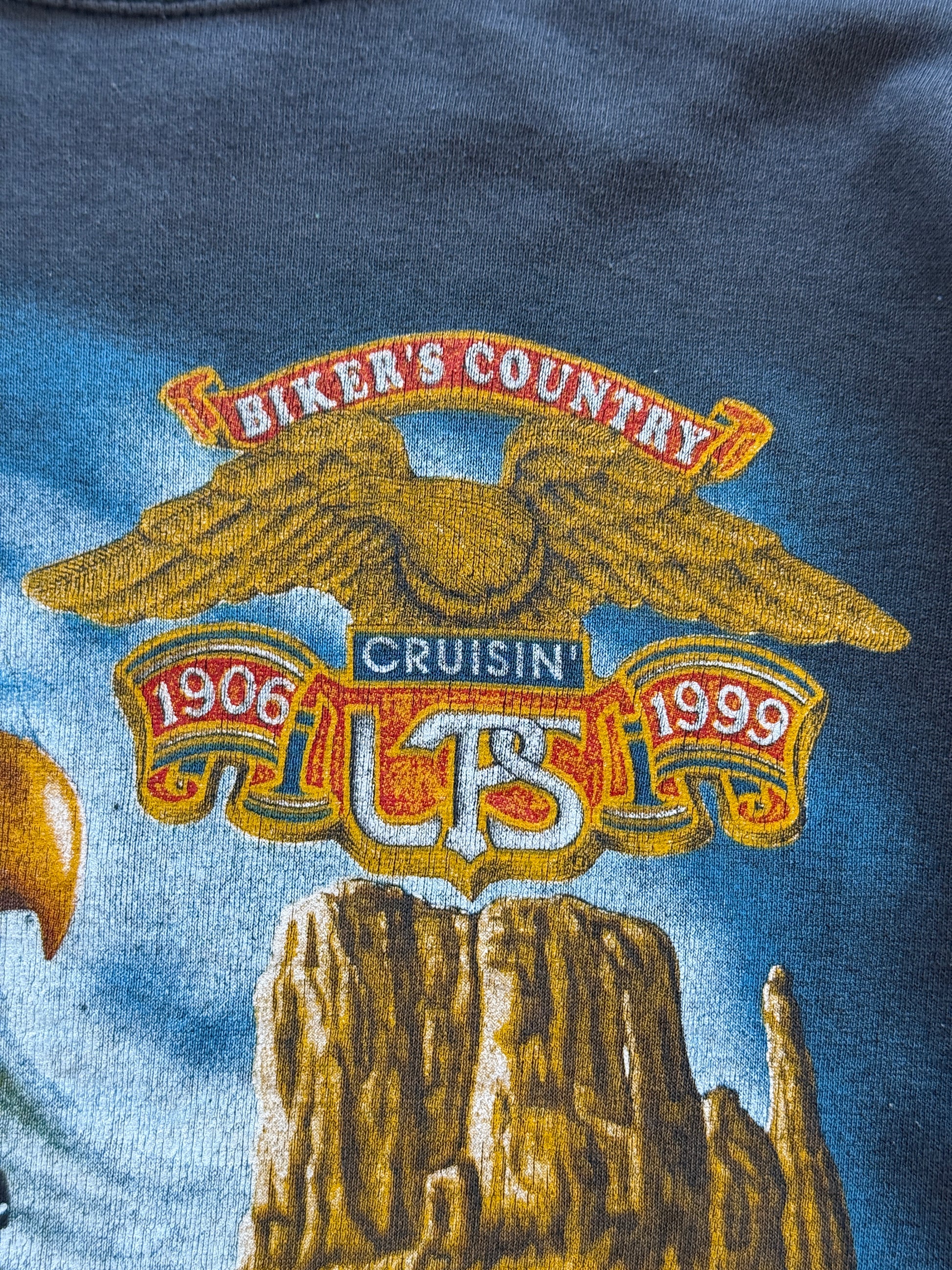 Grey Biker Country 90's Vintage Graphic Sweatshirt Jumper - Large