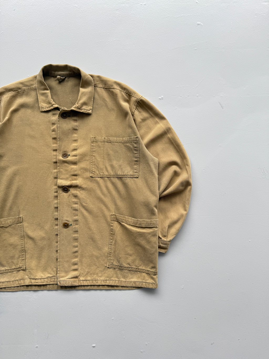 Beige French Chore Jacket 80's Vintage Workwear CH161 - Medium