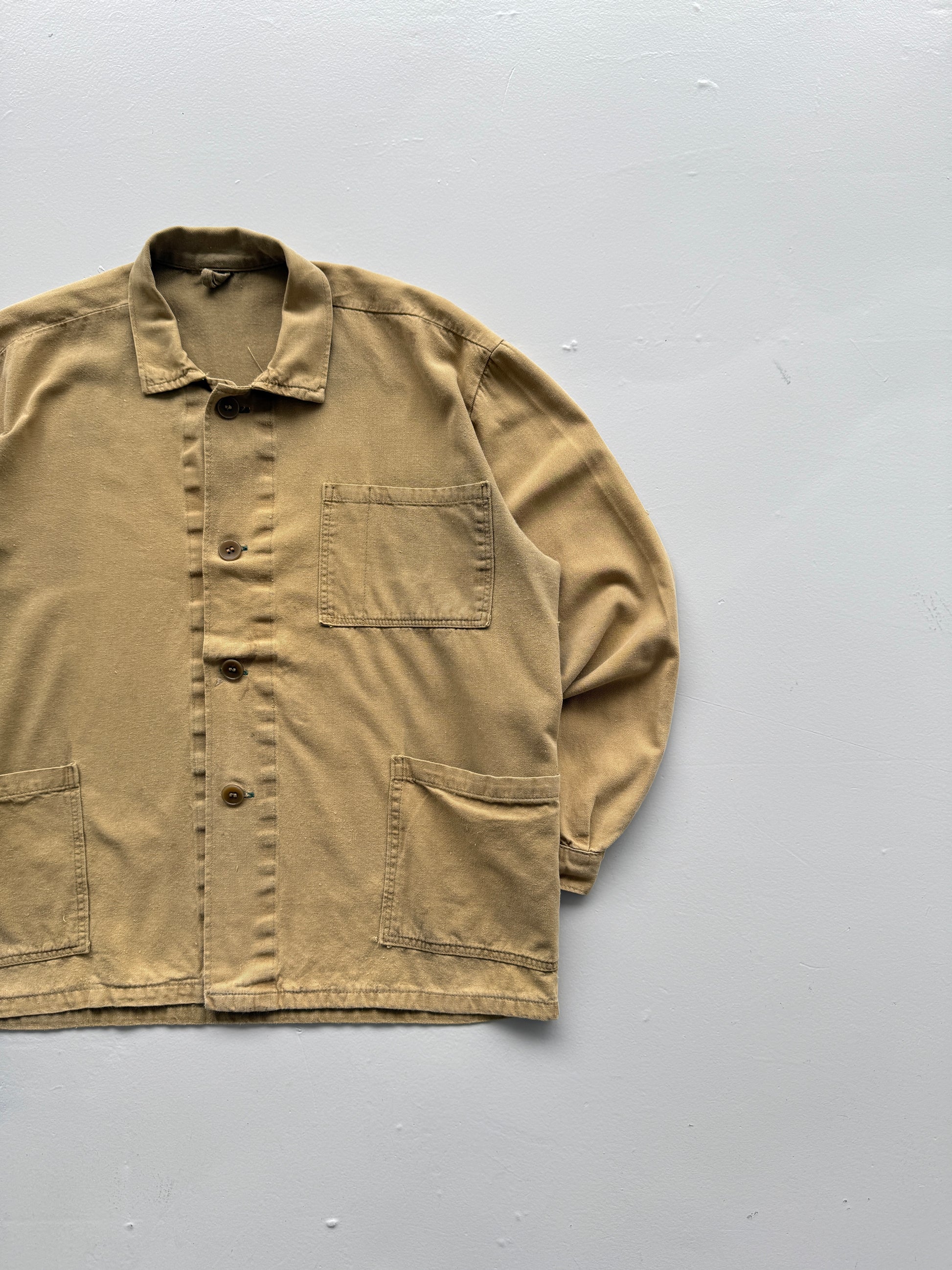 Beige French Chore Jacket 80's Vintage Workwear CH161 - Medium