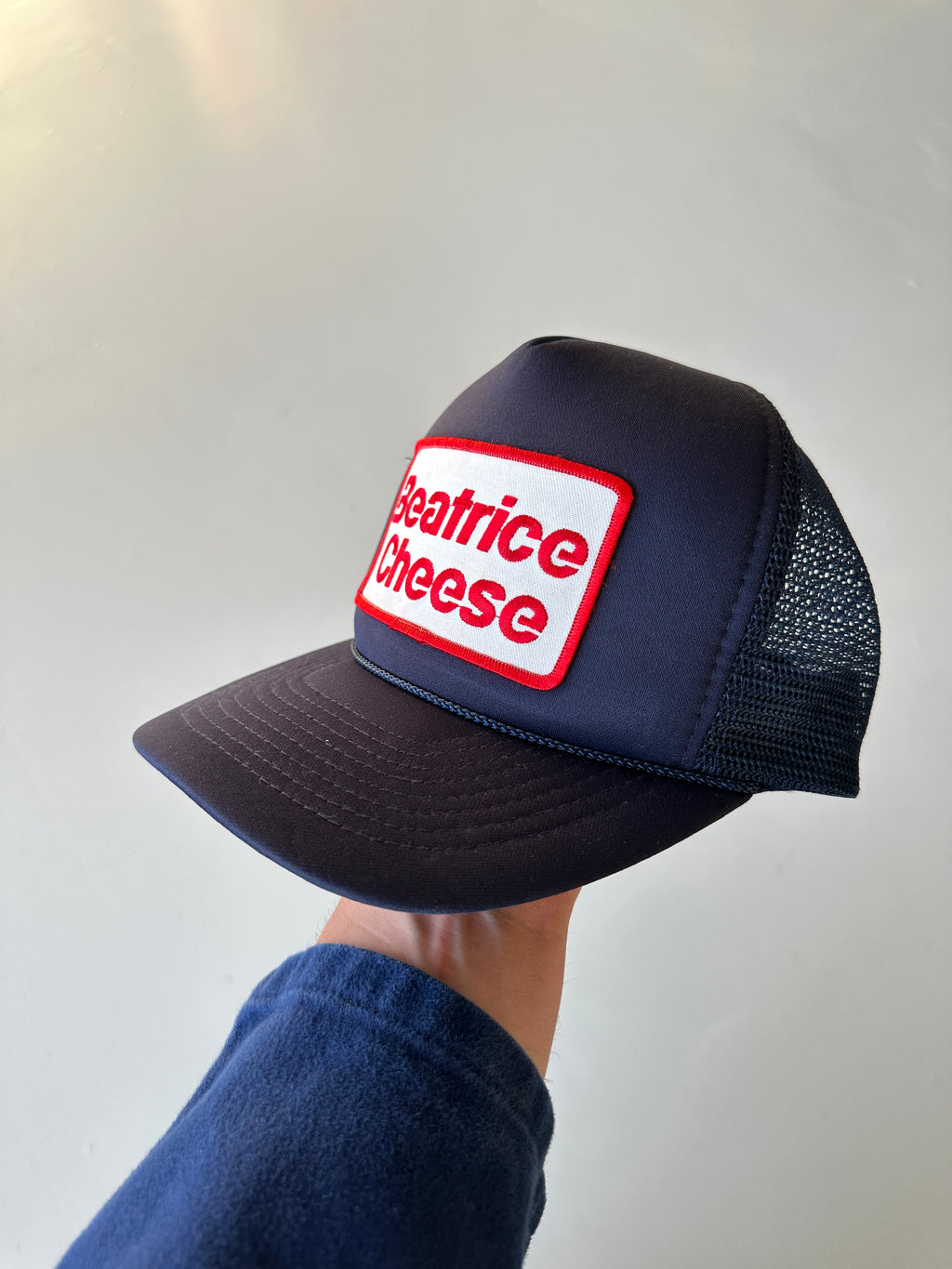 Navy Beatrice Cheese Vintage Foam & Mesh SnapBack Trucker Cap