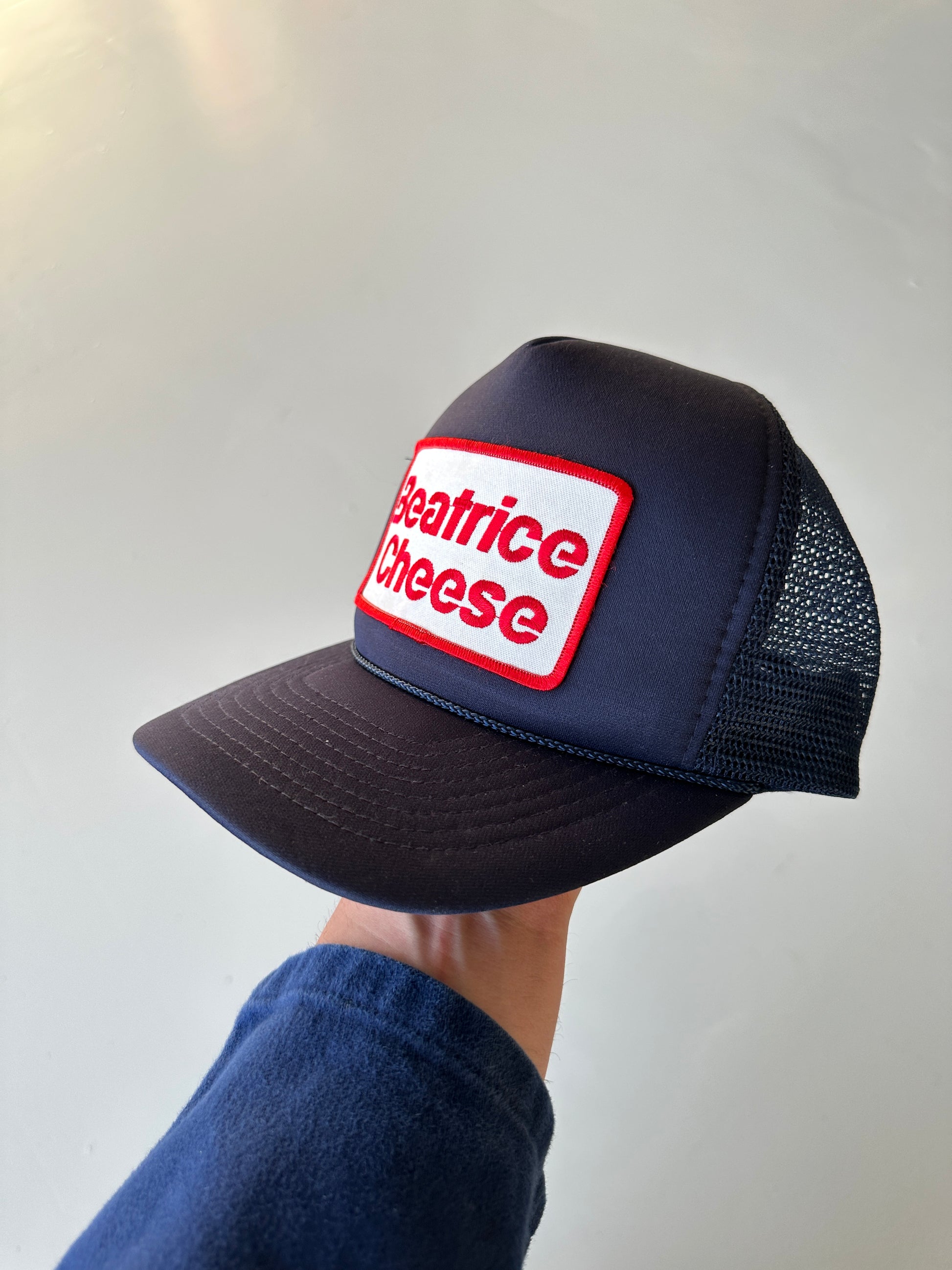 Navy Beatrice Cheese Vintage Foam & Mesh SnapBack Trucker Cap
