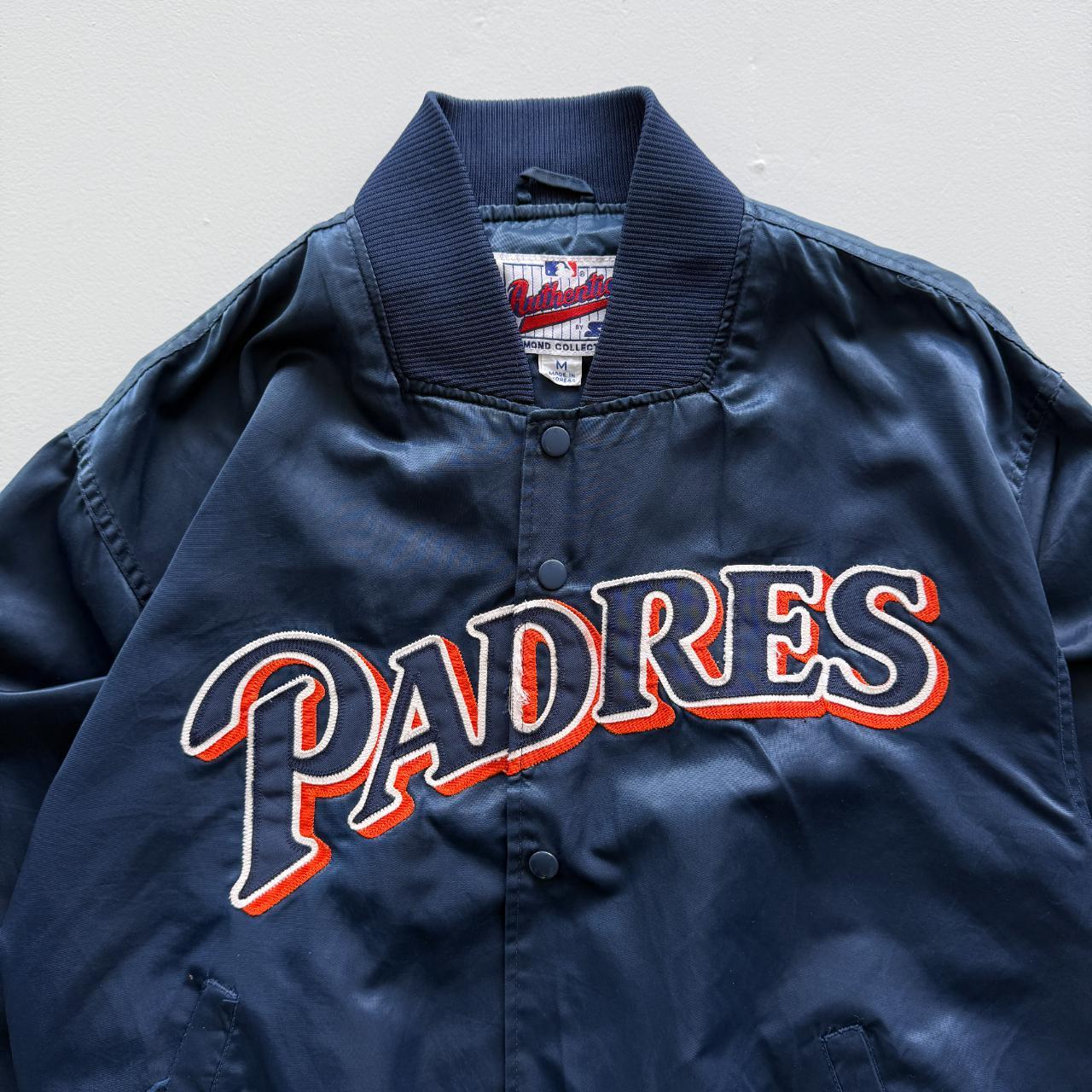 Navy 90s San Diego Padres Starter Diamond Collection Satin Dugout Varisty Jacket - Medium
