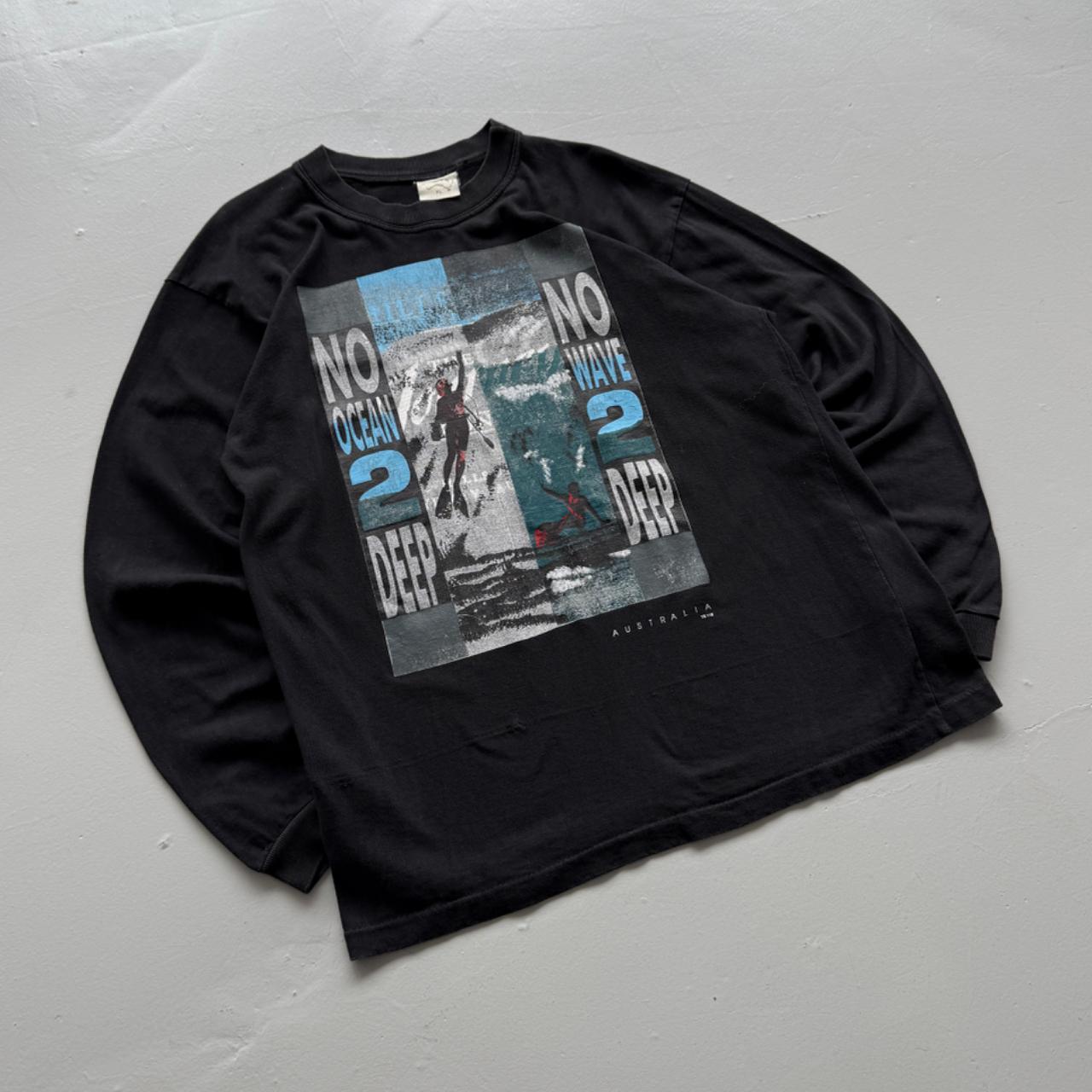 Black No Diving 90s Vintage Surf Long Sleeve T-Shirt - Large