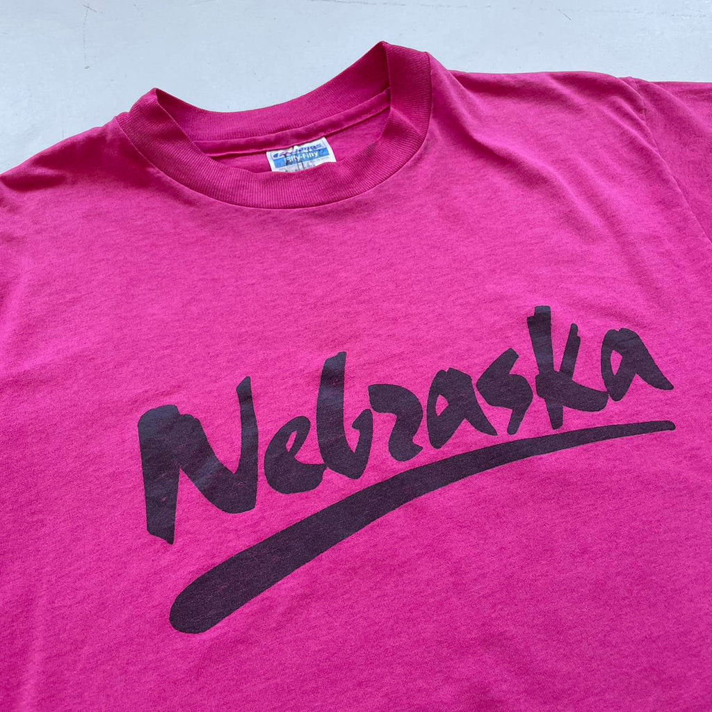 Pink Nebraska Tourist 80s/90s Americana Vintage T-shirt - Large