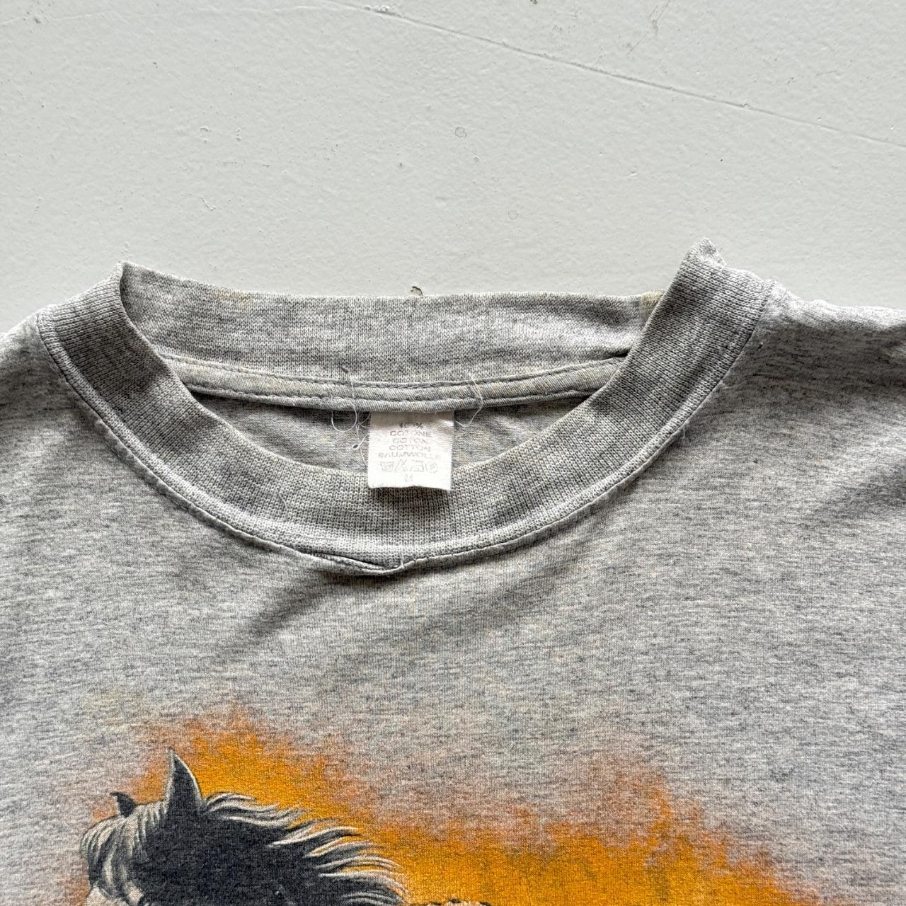Grey Native American 90s Vintage Graphic T-Shirt - Medium