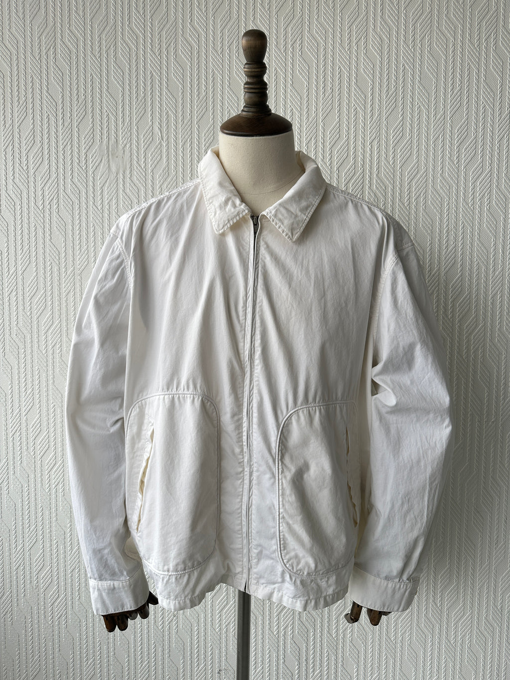 White Polo Ralph Lauren 90's Cotton Harrington Bomber Jacket - 2XL