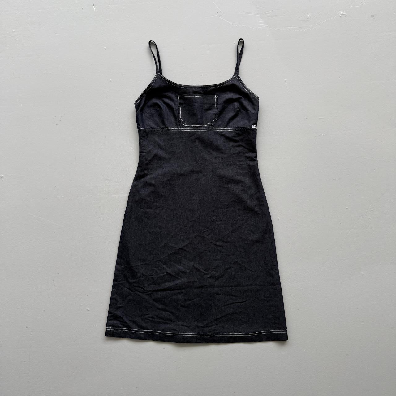 Women's Black / Dark Navy Denim Spaghetti Strap Mini Dress - Size 8
