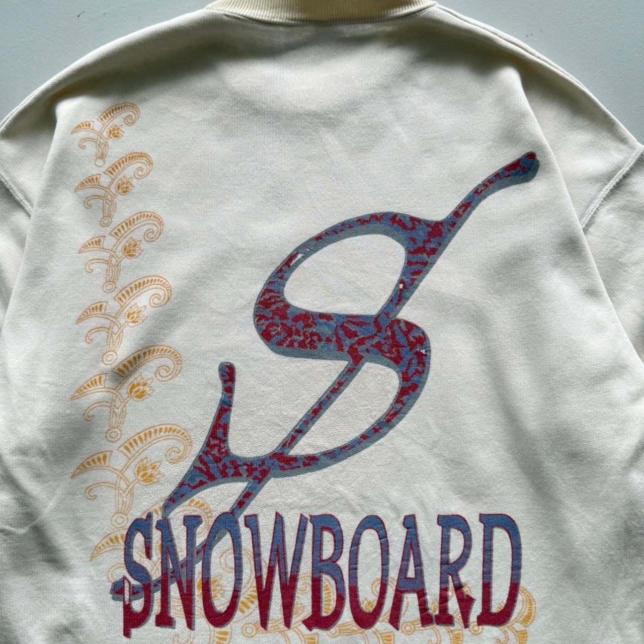 White Cream 90s Vintage Snowboard Graphic Sweatshirt - Medium