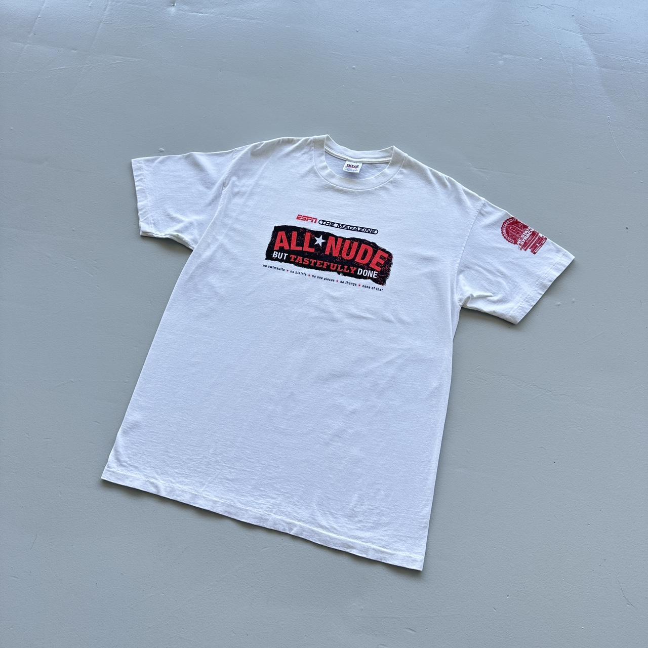 White ESPN Magazine All Nude Vintage 90s T-shirt - XL