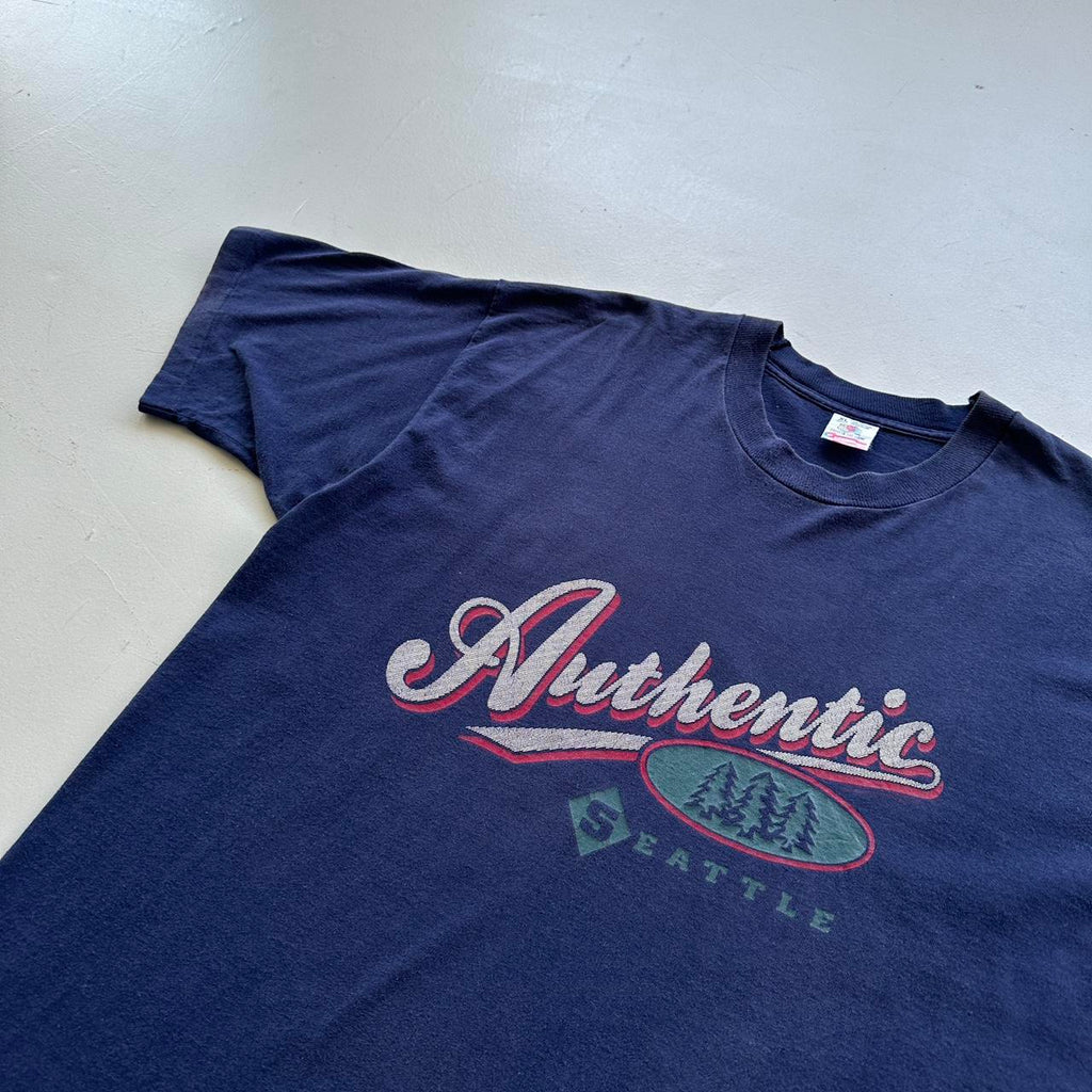 Navy Seattle Tourist Vintage 90's T-shirt - XL