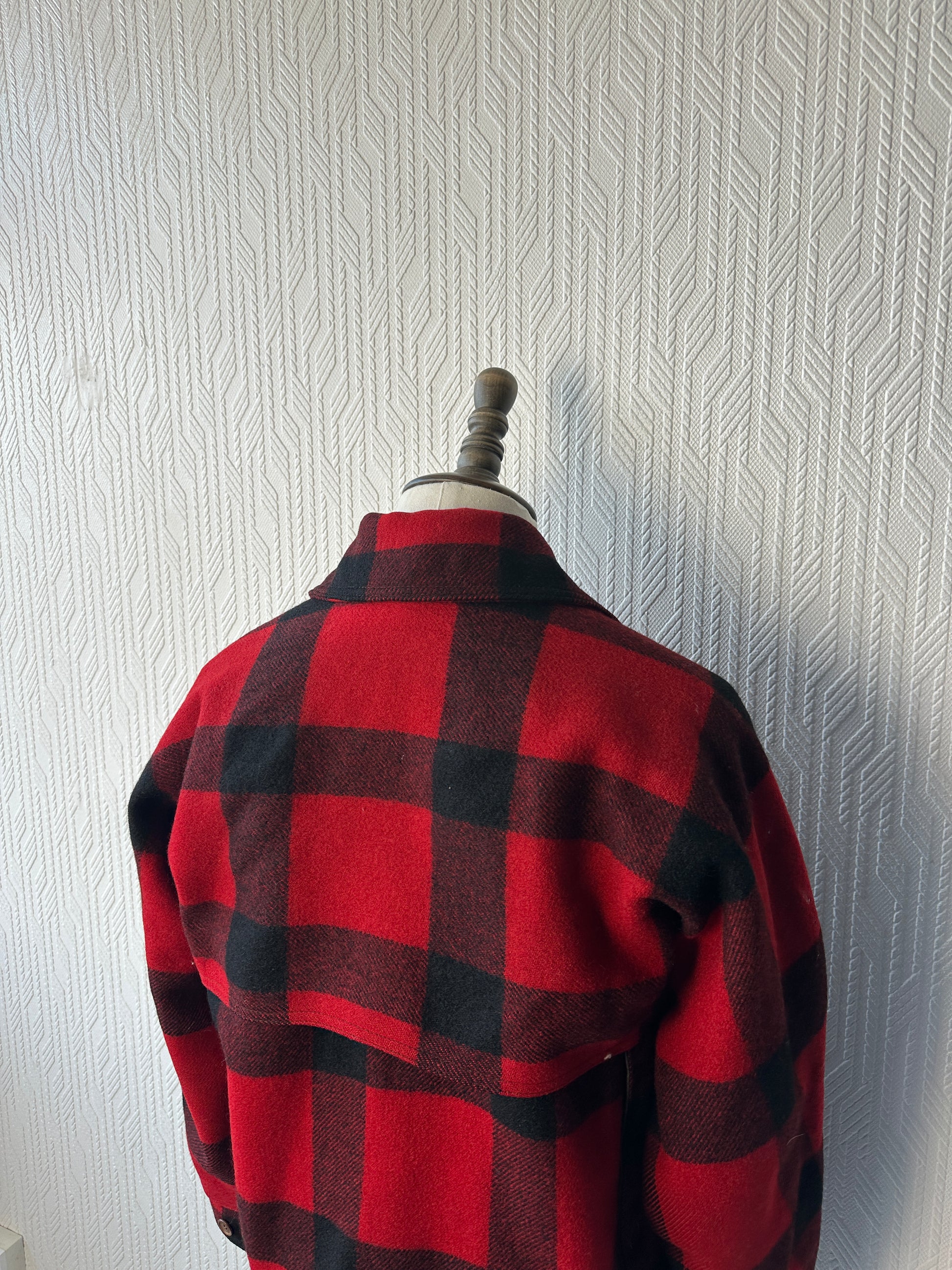 Rad Black White Stag 80's Vintage Wool Buffalo Plaid Jacket - Small