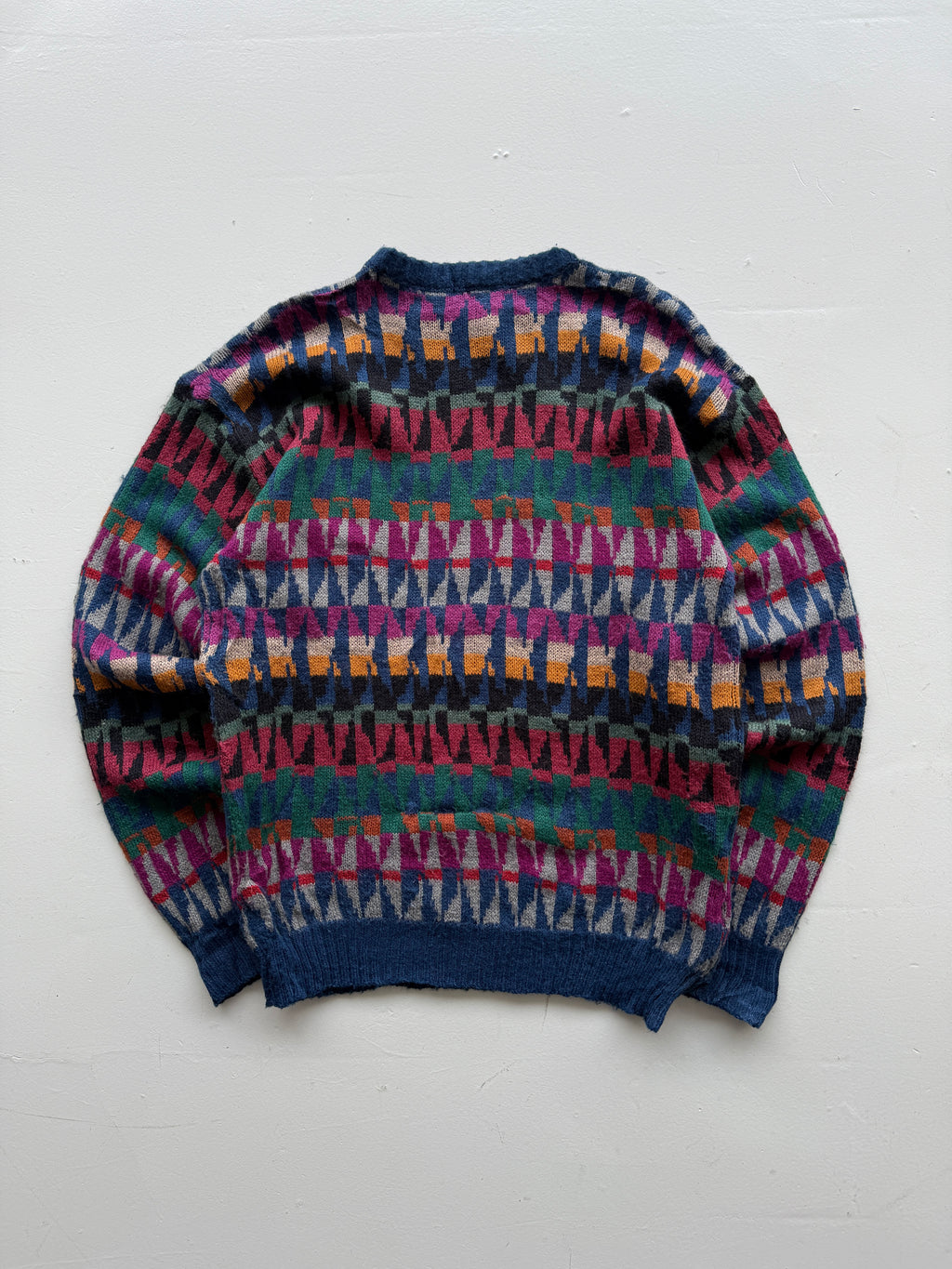 Geometric Patterned 90's Acrylic Knit Vintage Jumper - XL