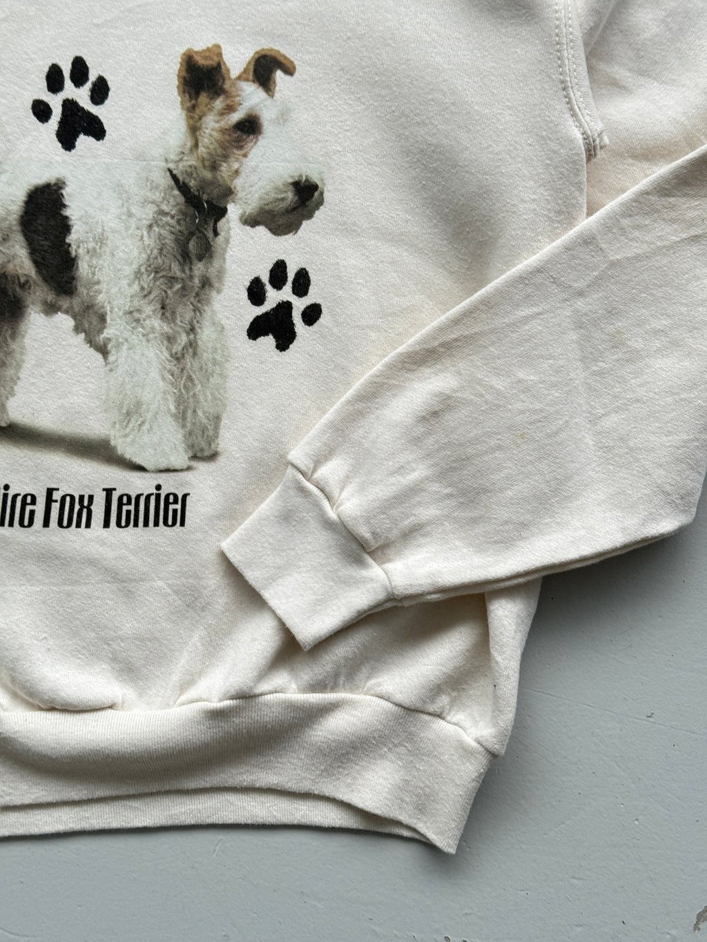 Beige Wire Fox Terrier 90's Vintage Graphic Novelty Sweatshirt Jumper - Medium
