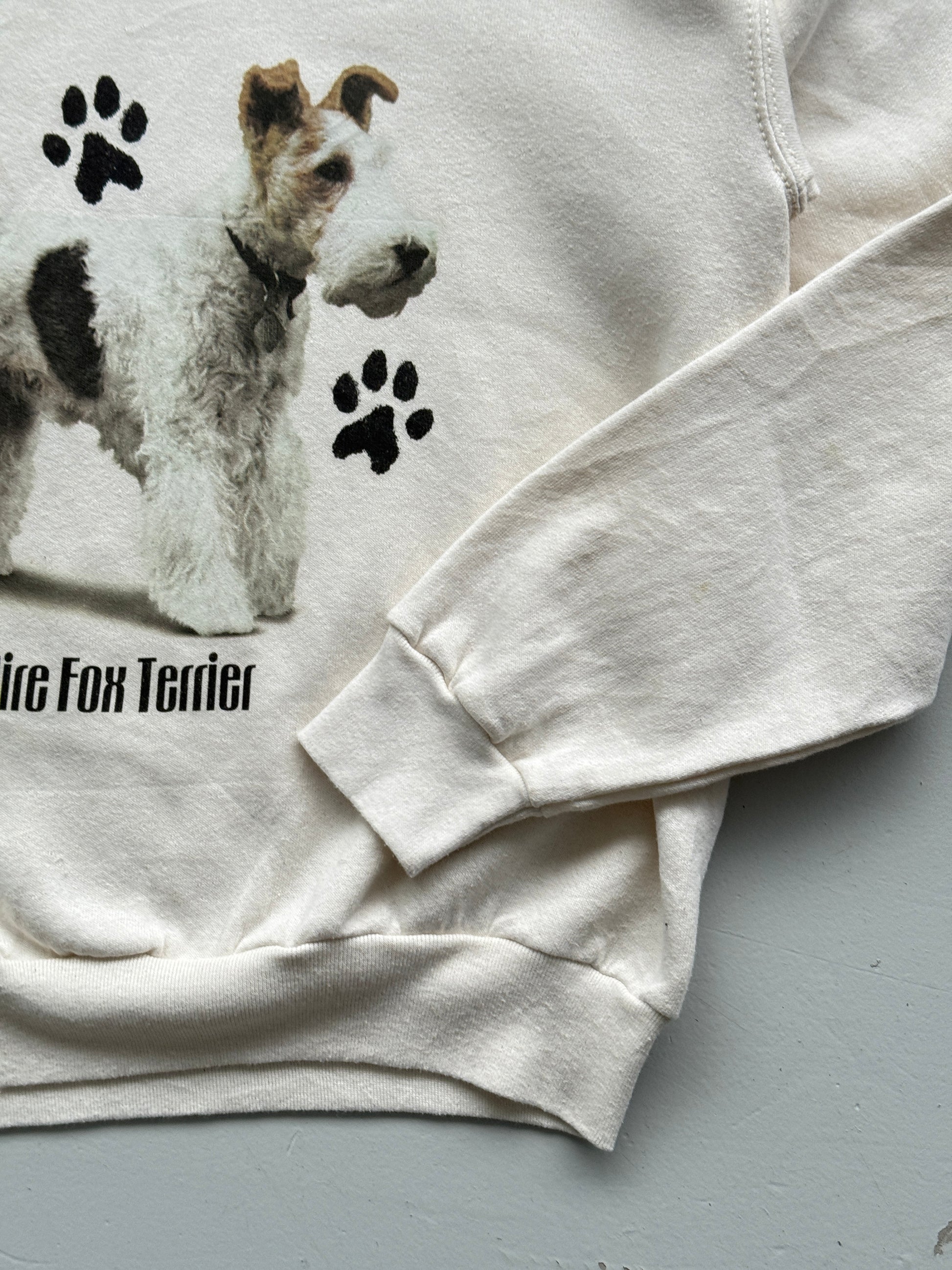Beige Wire Fox Terrier 90's Vintage Graphic Novelty Sweatshirt Jumper - Medium