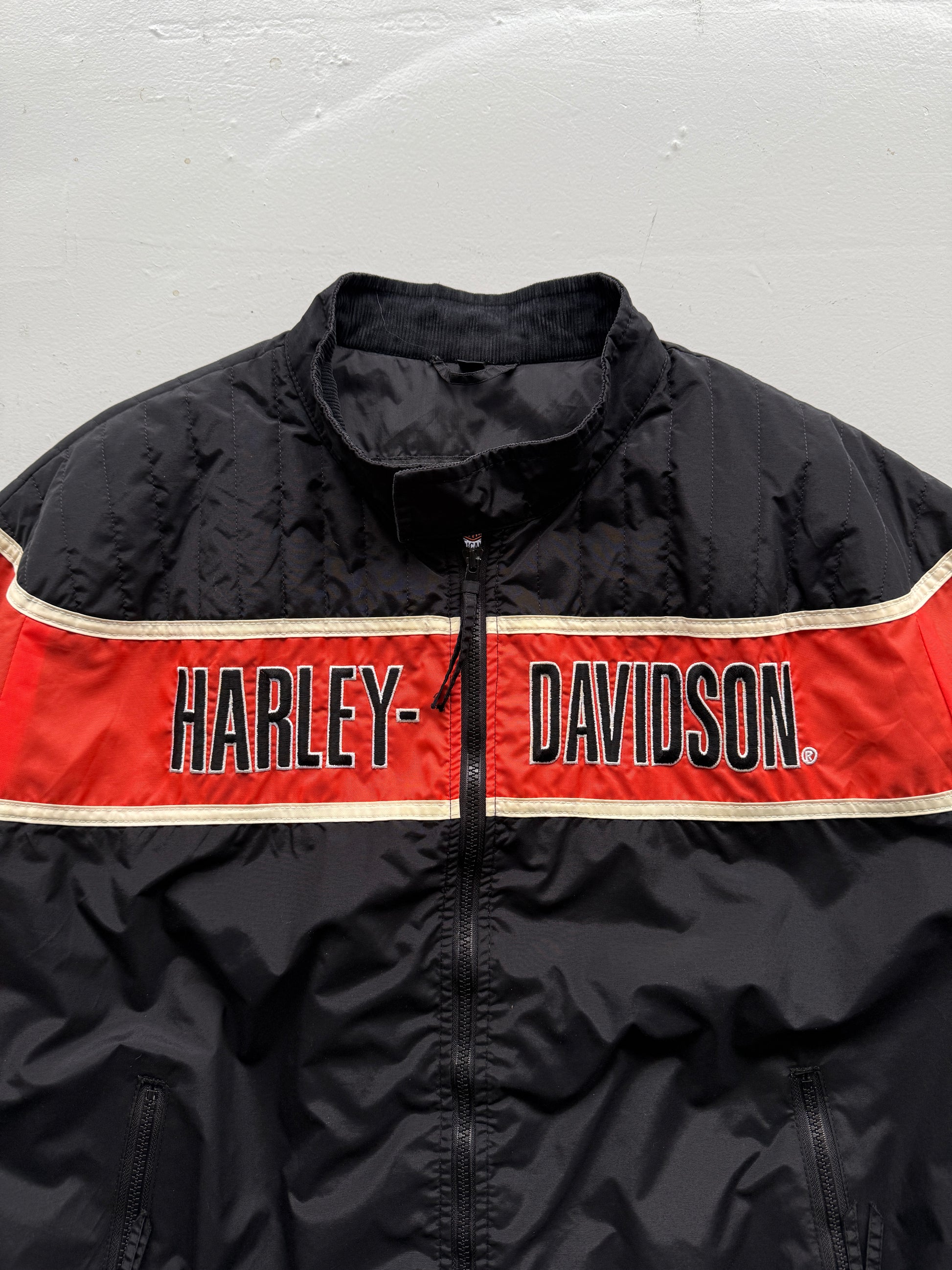 Black Harley Davidson 00's Screamin Eagle Vintage Made in USA Biker Jacket - XL