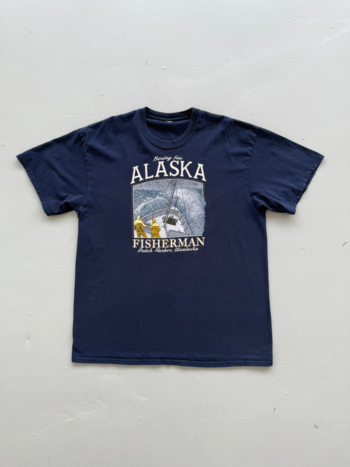 Navy Blue Alaska 00's Vintage Graphic Tourist T-Shirt - XL