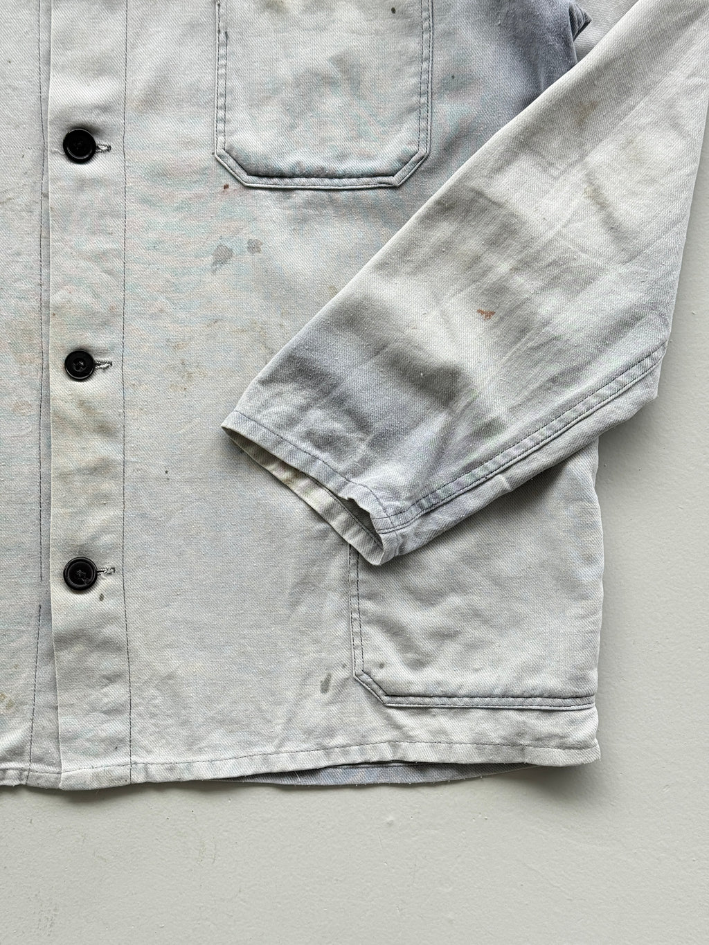 Faded White French Chore Jacket 70's Vintage Workwear CH220 - Medium