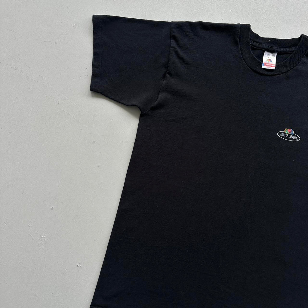 Fruit Of The Loom Black Blank 90s Vintage T-shirt - Large
