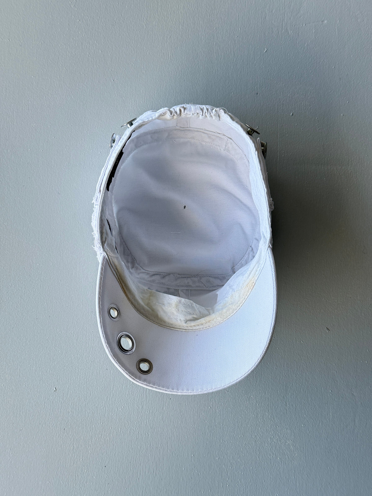 White Gothic Y2K Cadet Cap Military Style 00's Grunge Aesthetic