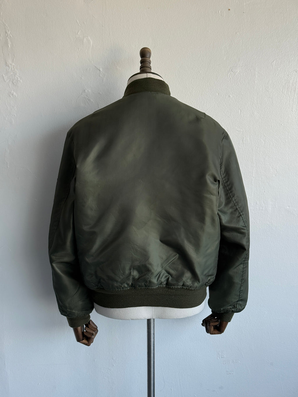 Olive Green MA-1 Style 90's Vintage Bomber Jacket - Medium