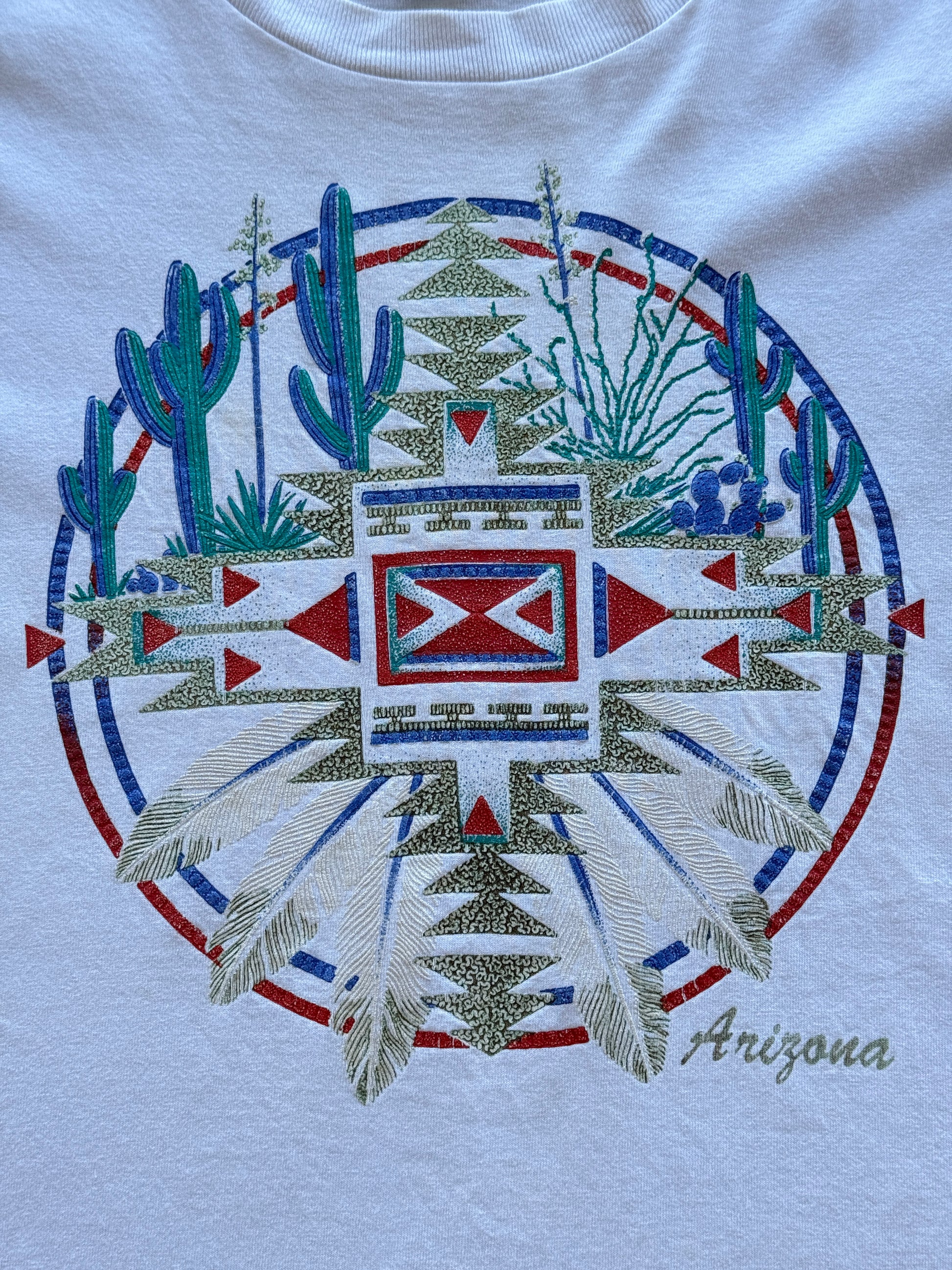 White Arizona Native Southwest 90's Vintage Single Stitch Graphic T-Shirt - XL