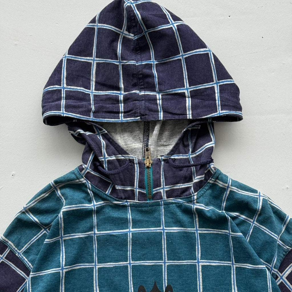 Cheque Pattern Mistral Surfwear 90s Dead-stock Long Sleeve Hooded T-Shirt - Small