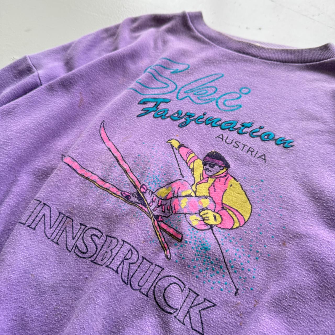 Purple Ski Fasination 80’s Vintage Skiing Graphic Sweatshirt - Large