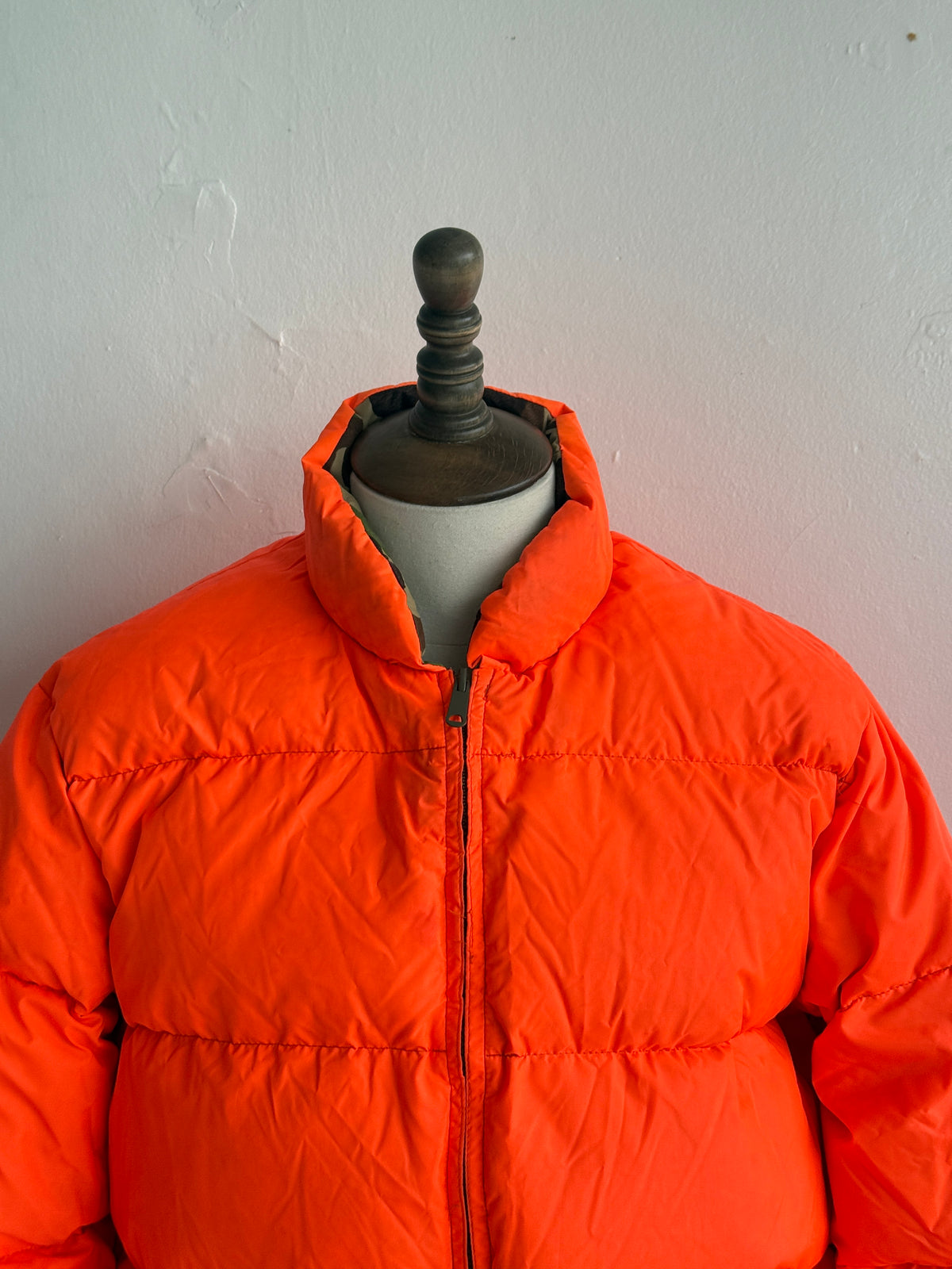 Cabela's Camo & Blaze Orange Reversible 80's Vintage Hunting Puffer Jacket - XL