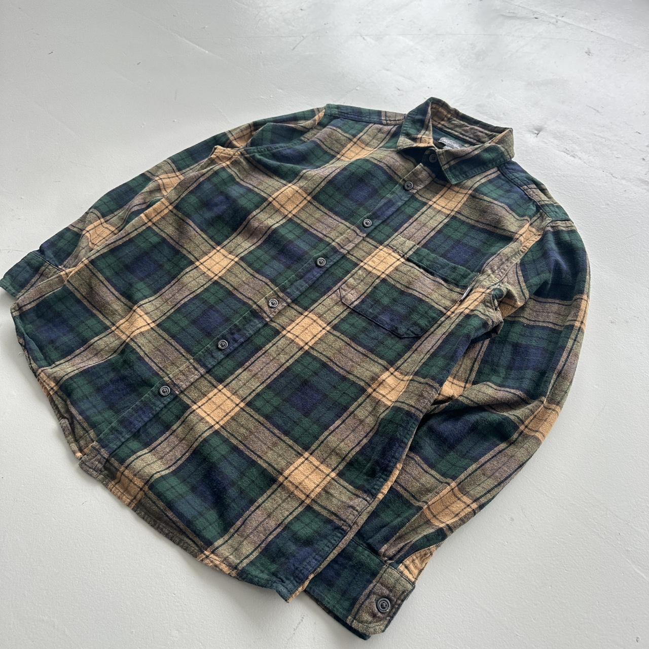 Green Navy Checkered Eddie Bauer 90s Vintage Long sleeve - Medium