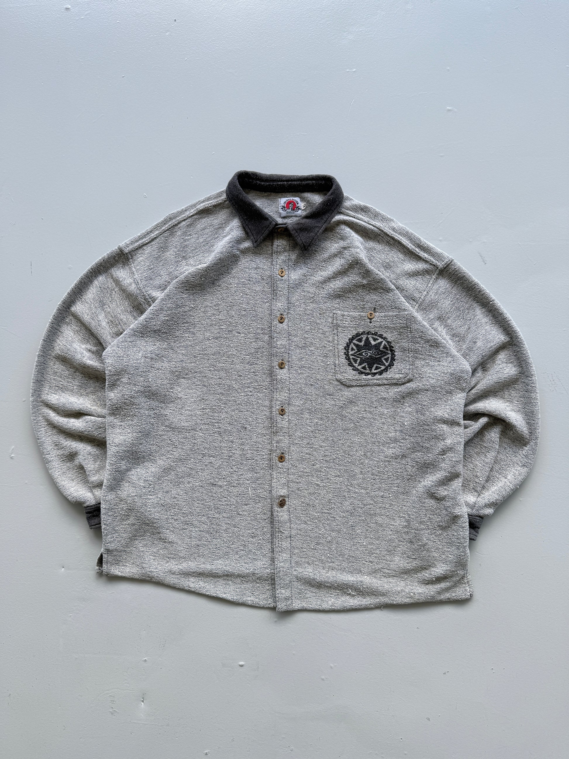 Grey Island Design Surf Wear 90's Vintage Surfer Long Sleeve Knit Shirt - XL