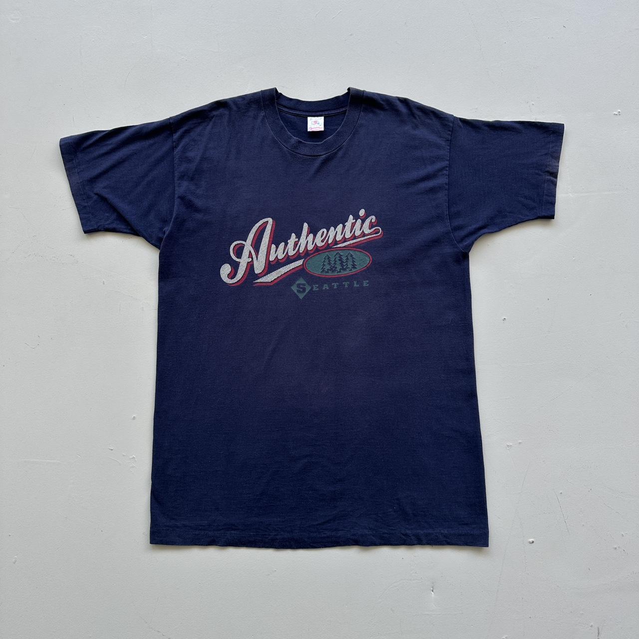 Navy Seattle Tourist Vintage 90's T-shirt - XL