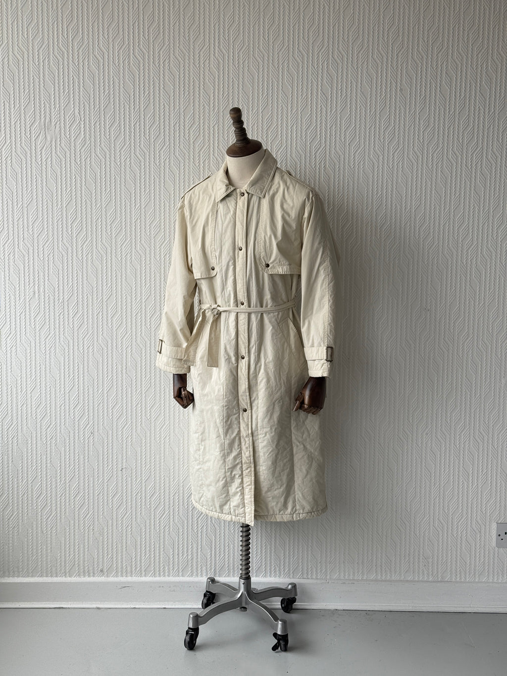 Cream Adidas 80's Vintage Full Body Length Puffer Jacket - UK14