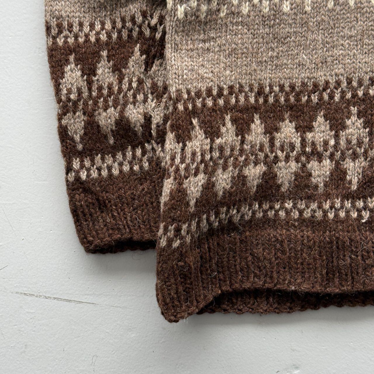 Brown 80s Hand Made Chunky Knit Jumper - XL