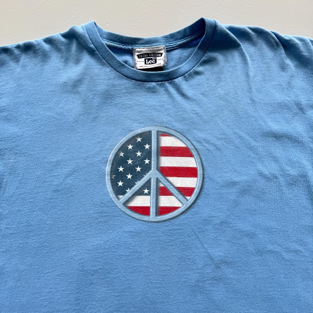 Blue Peace Symbol Vintage 90s T-shirt - Large