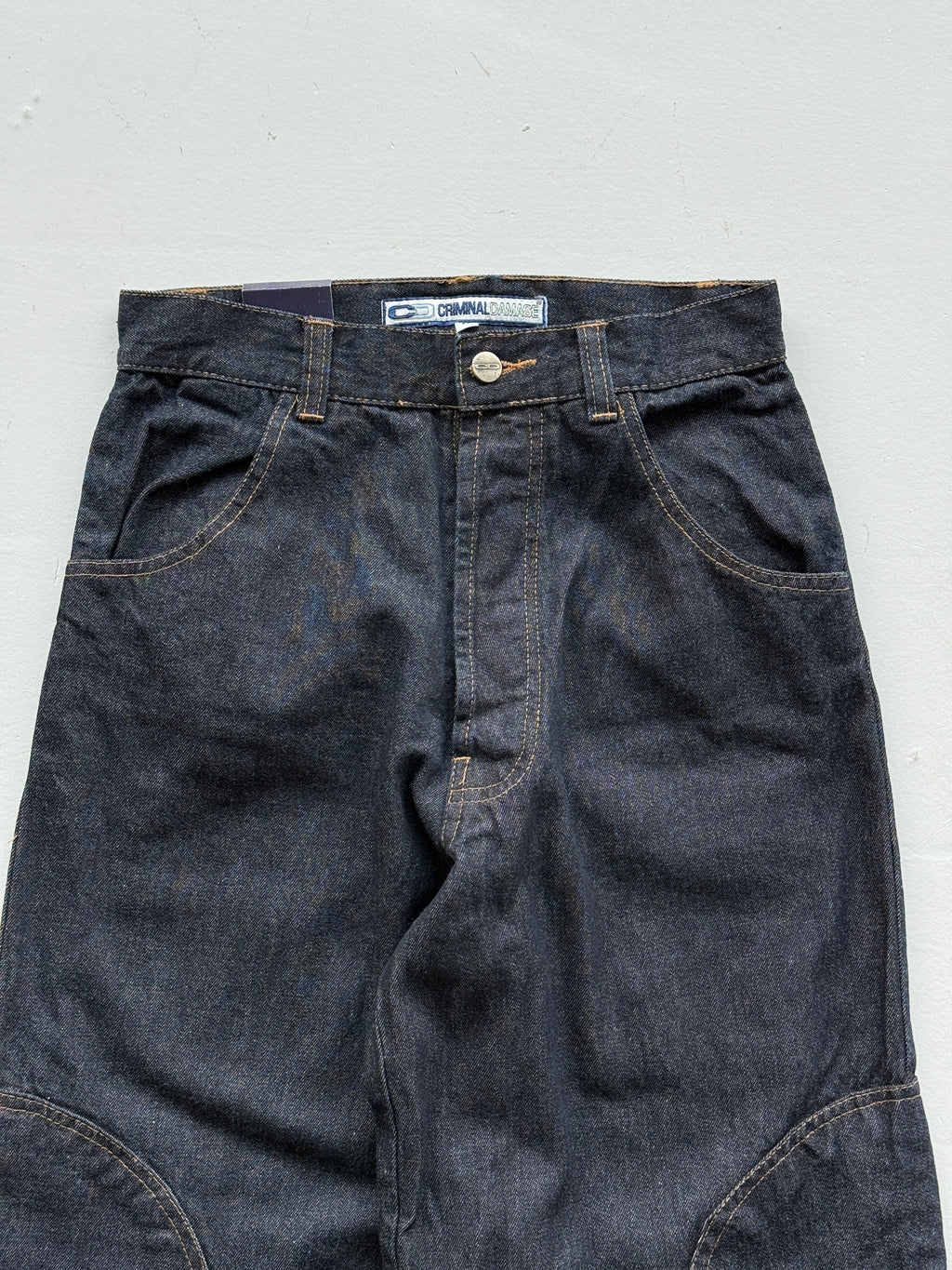 Navy Criminal Damage Y2K Vintage Wide Leg Baggy Jeans - W26 x L31