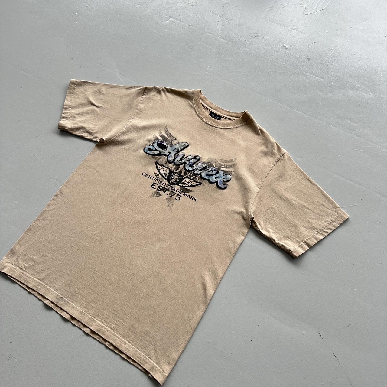 Cream Avirex 3D Logo Vintage 00s Y2K T-shirt - Large