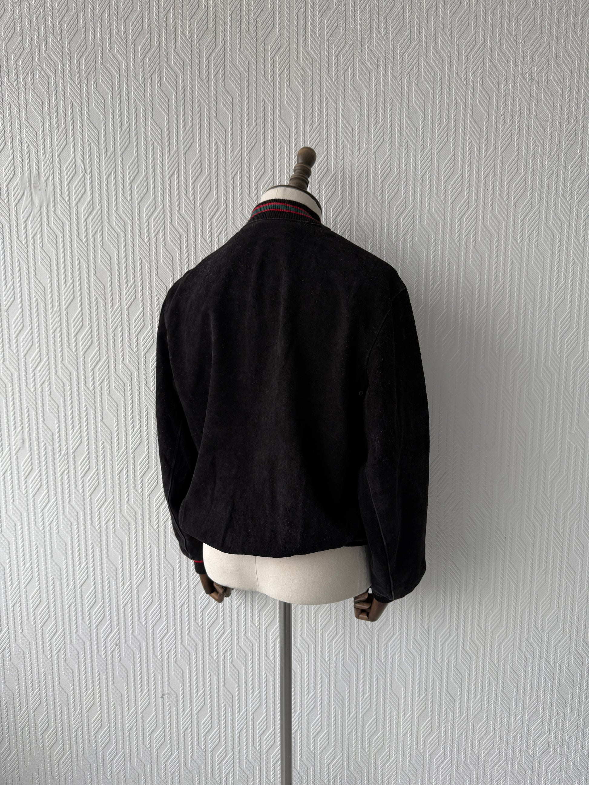 Black 90's Vintage Suede Golf Bomber Jacket - Boxy Large