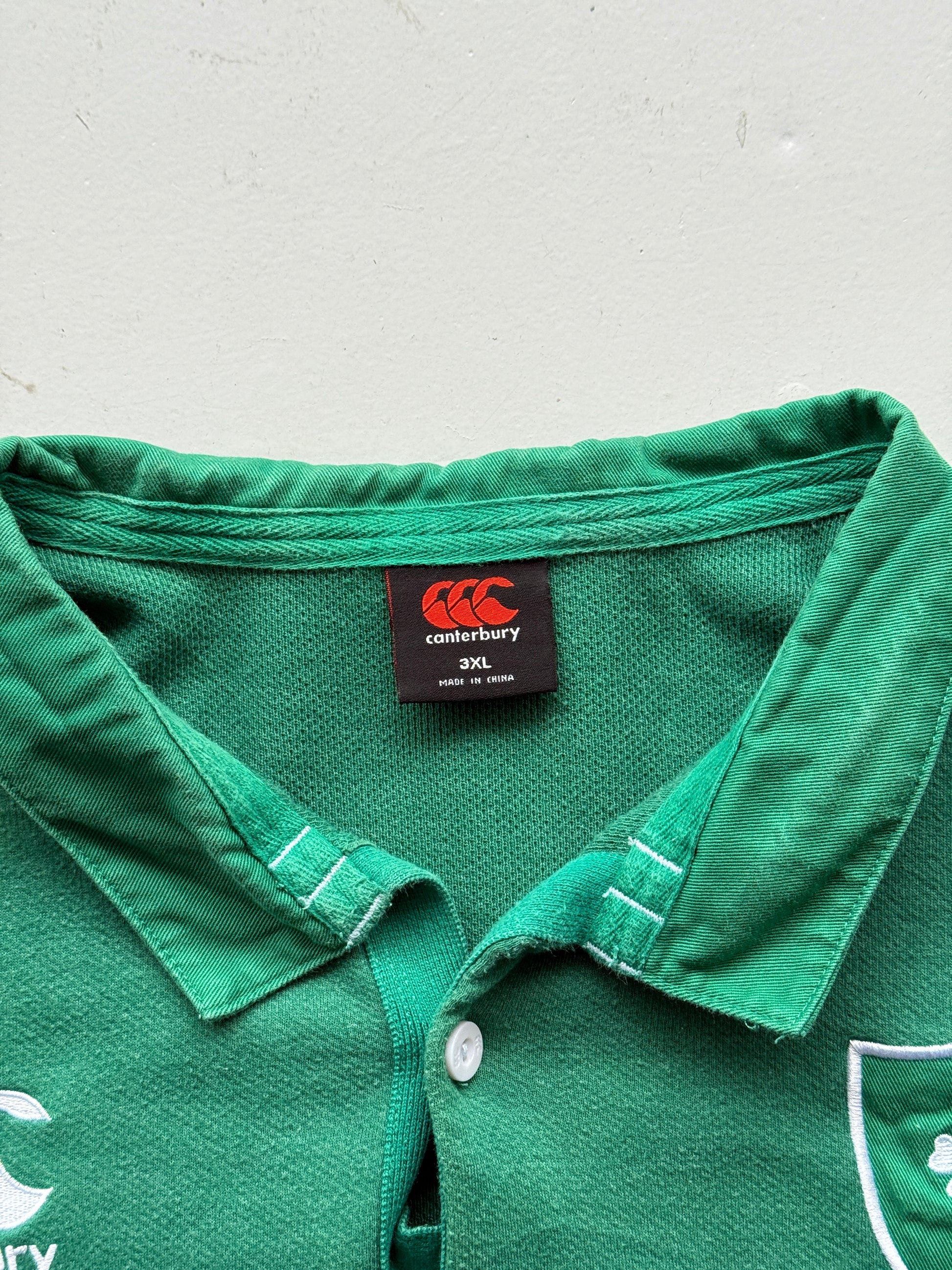 Green Ireland Home 2019 Jersey Vintage Short Sleeve Rugby Polo - XXL