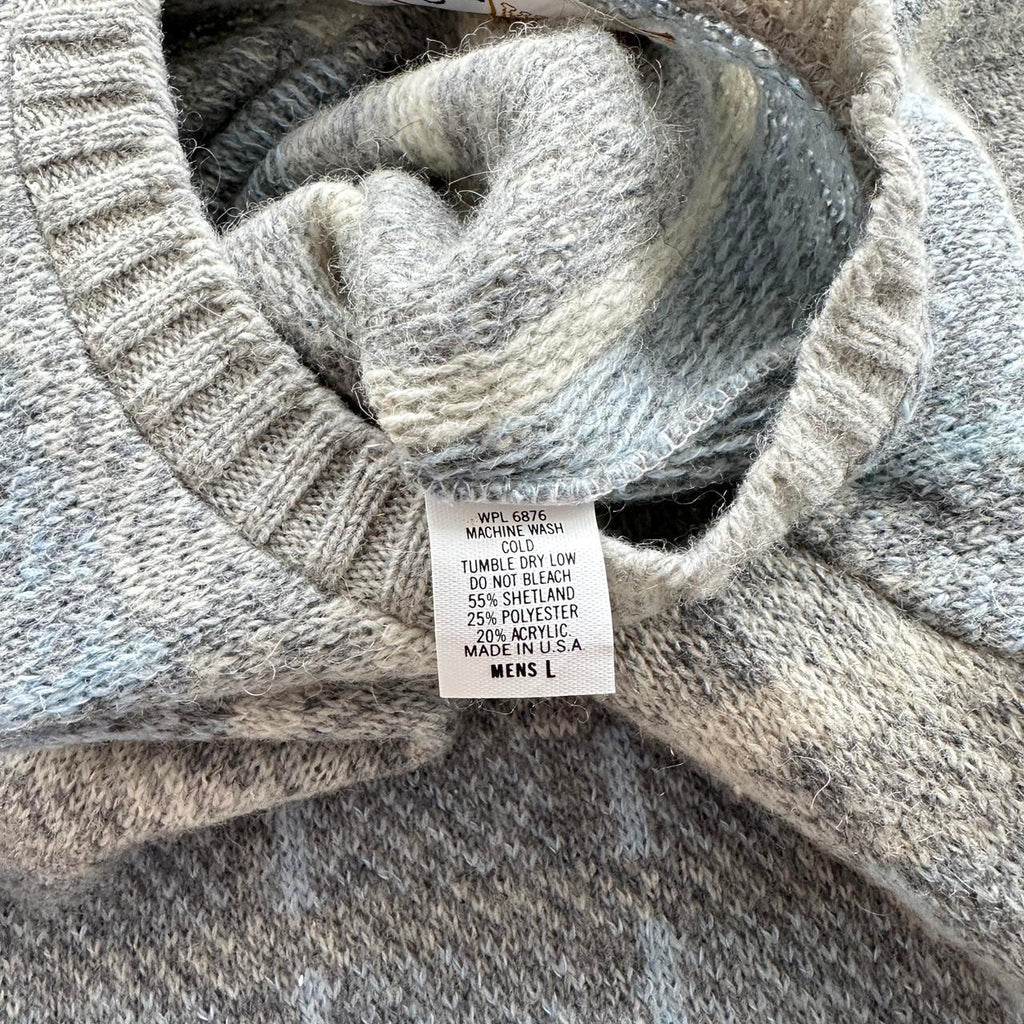 Grey / Blue 90's Vintage Woollen Jumper - Medium
