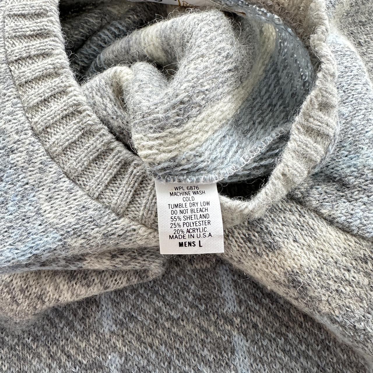 Grey / Blue 90's Vintage Woollen Jumper - Medium