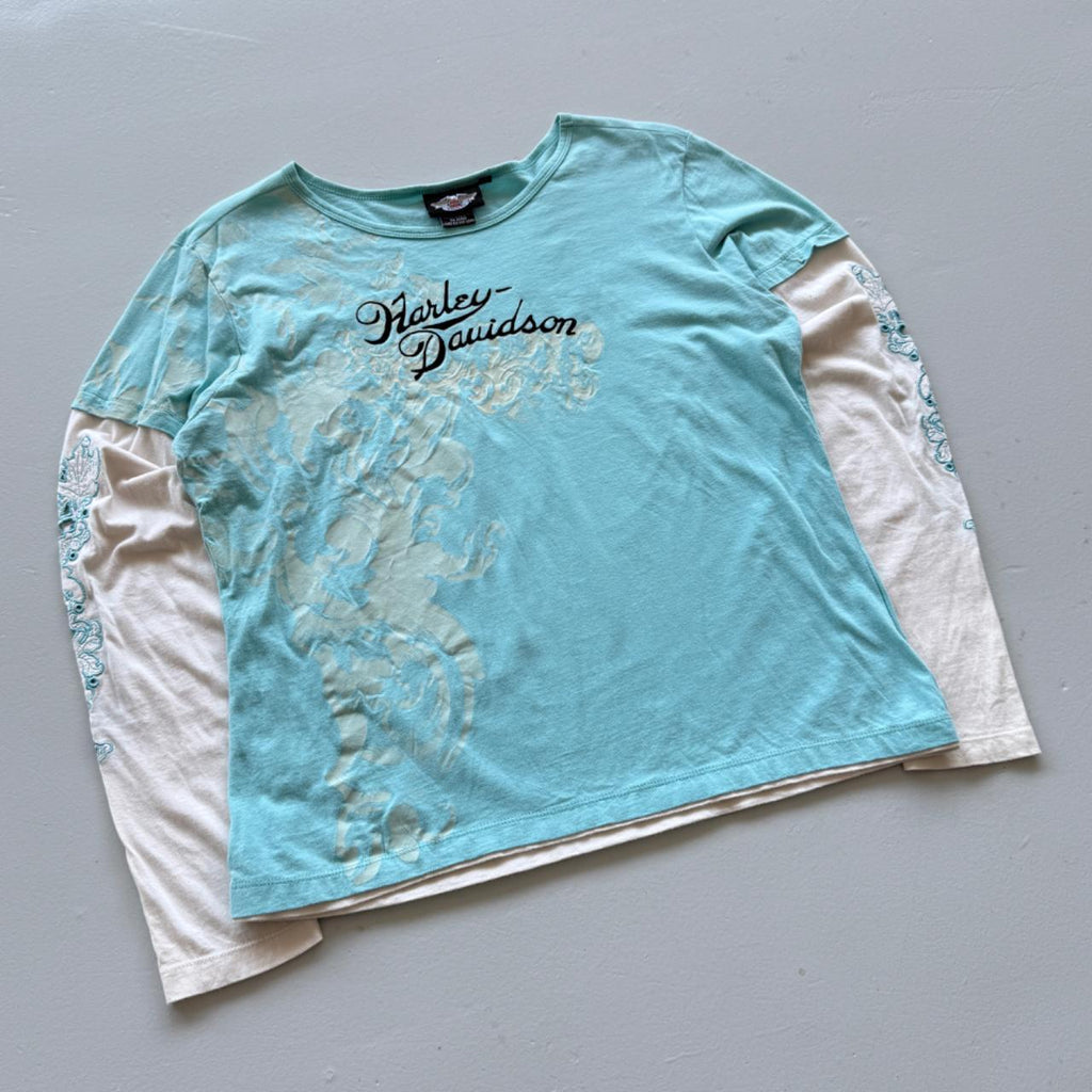 Harley Davidson 00's Y2K Graphic Long Sleeve T-Shirt - Womens Large